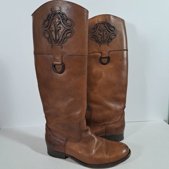 Frye Melissa Logo D Ring Riding Boots SZ 6B - Picture 2 of 15